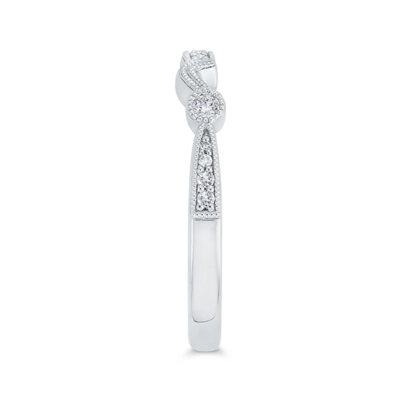 Round Diamond Half-Eternity Wedding Band in 14K White Gold