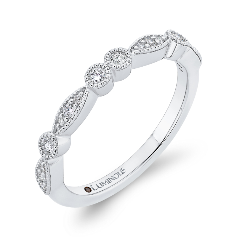 Round Diamond Half-Eternity Wedding Band in 14K White Gold