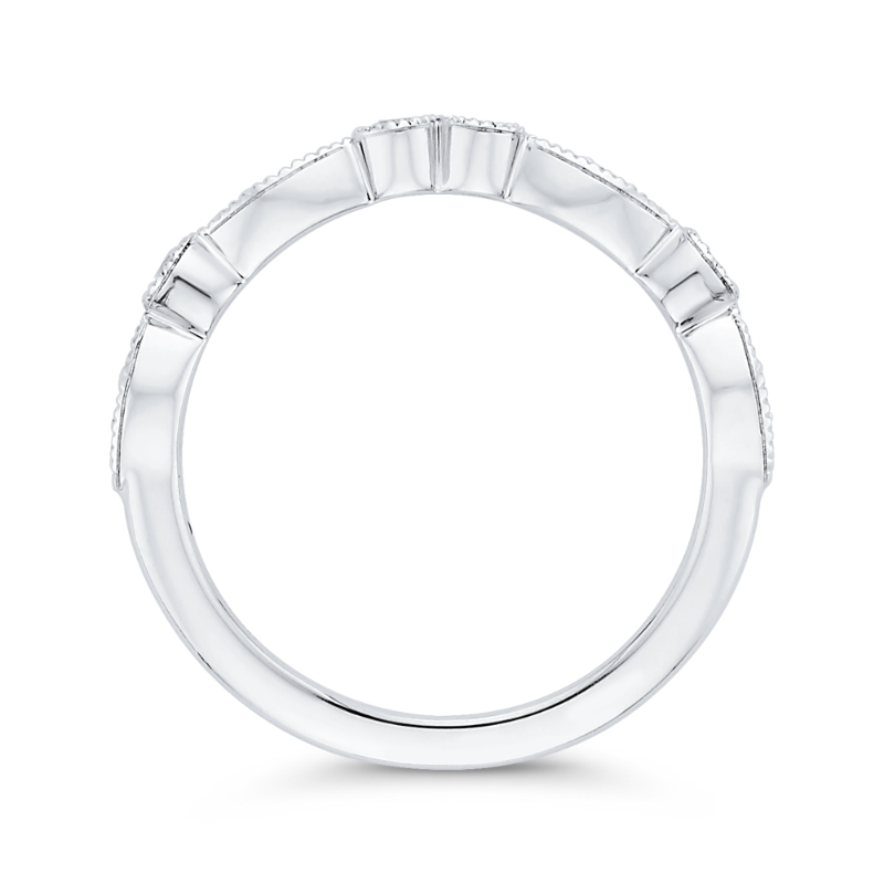 Round Diamond Half-Eternity Wedding Band in 14K White Gold