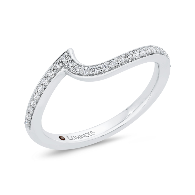 Round Diamond Contour Half-Eternity Wedding Band in 14K White Gold
