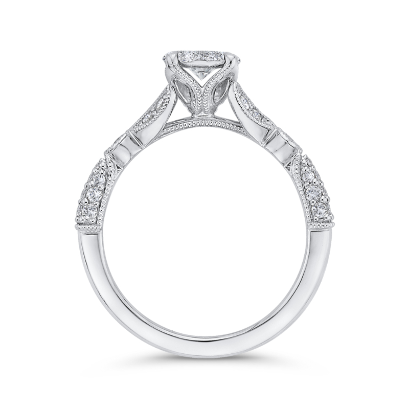 Round Diamond Engagement Ring in 14K White Gold