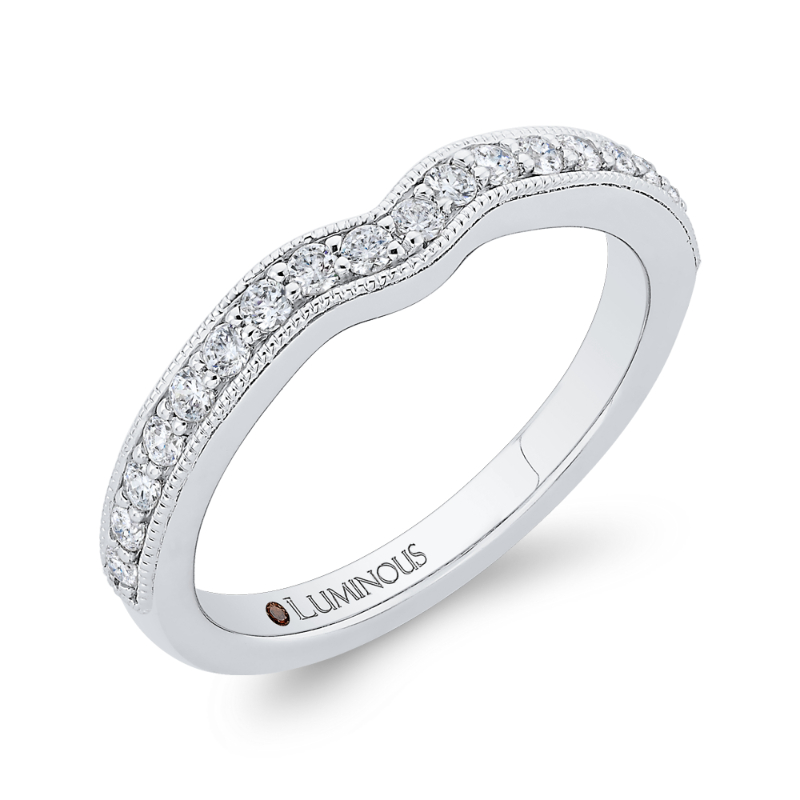 Round Diamond Half-Eternity Wedding Band in 14K White Gold
