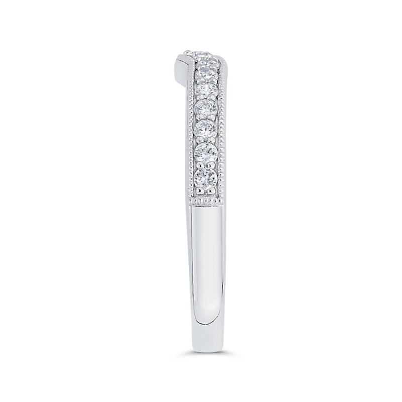 Round Diamond Half-Eternity Wedding Band in 14K White Gold