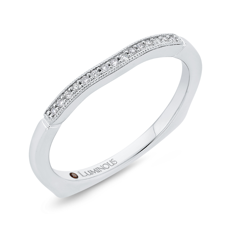 Euro Shank Round Diamond Wedding Band in 14K White Gold