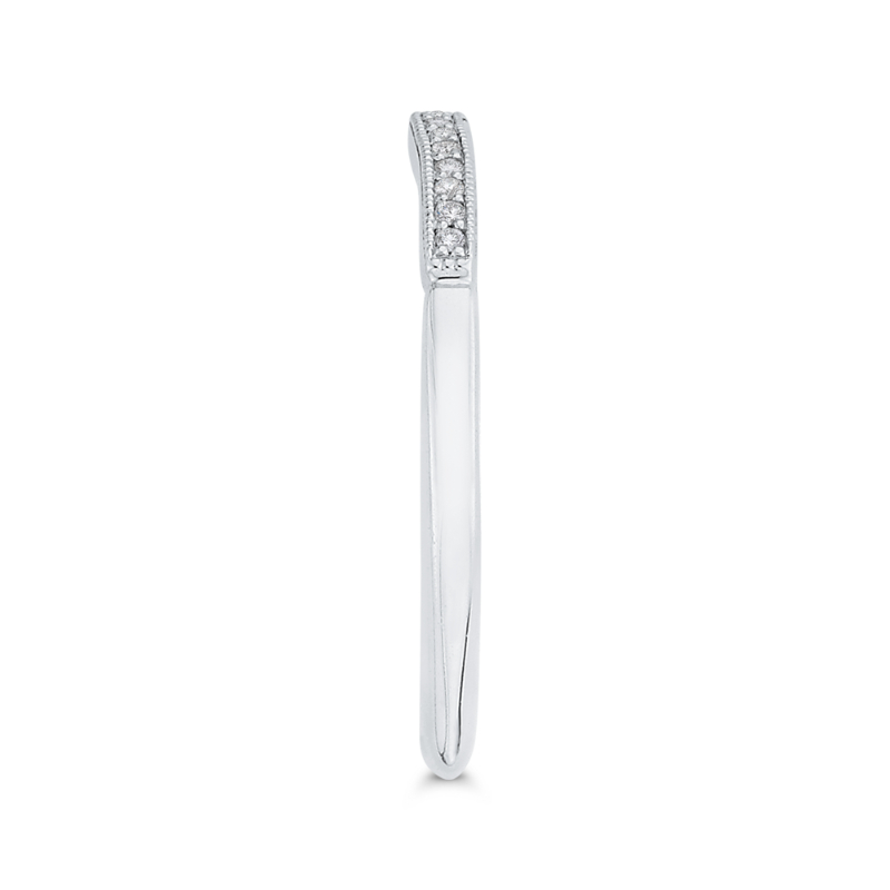 Euro Shank Round Diamond Wedding Band in 14K White Gold