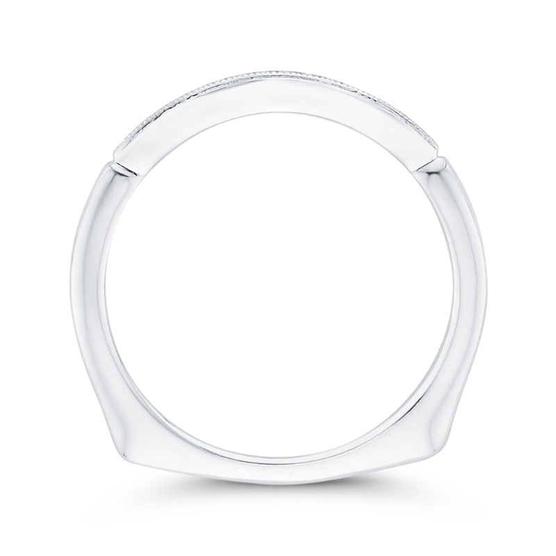 Euro Shank Round Diamond Wedding Band in 14K White Gold