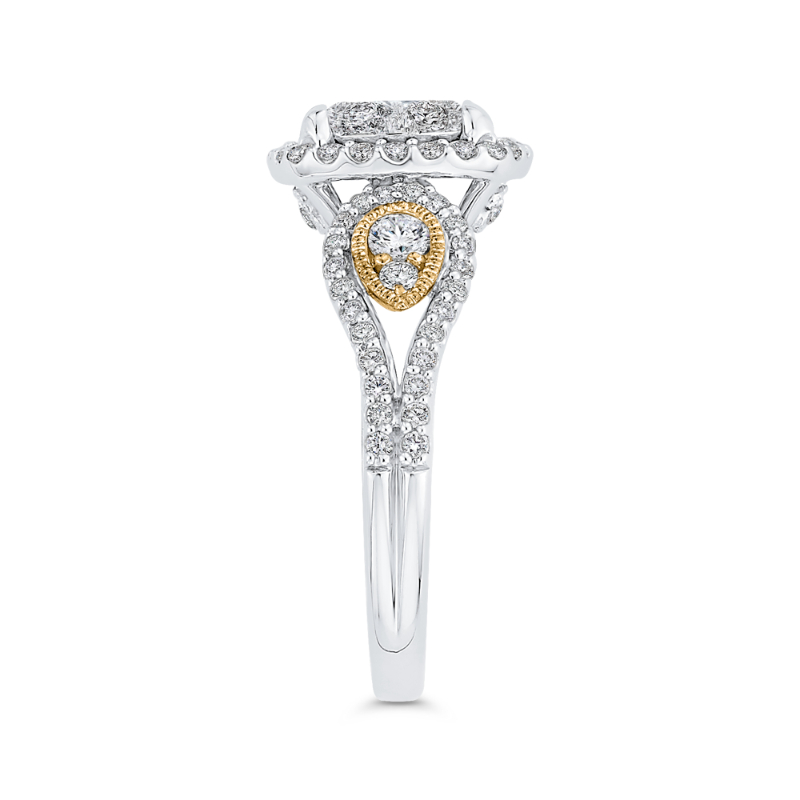Round Diamond Halo Engagement Ring in 14K Two Tone Gold