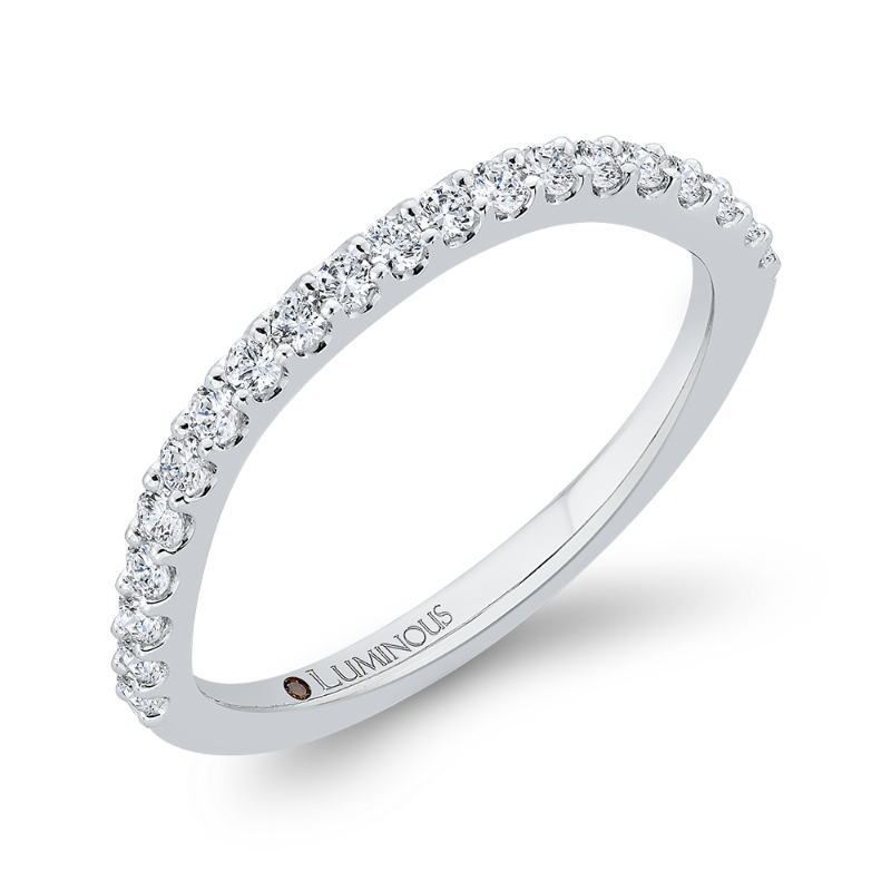 Round Diamond Half-Eternity Wedding Band in 14K White Gold