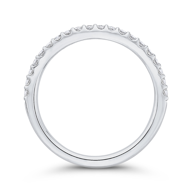 Round Diamond Half-Eternity Wedding Band in 14K White Gold