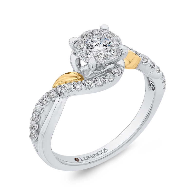 Round Diamond Promise Engagement Ring in 14K Two Tone Gold