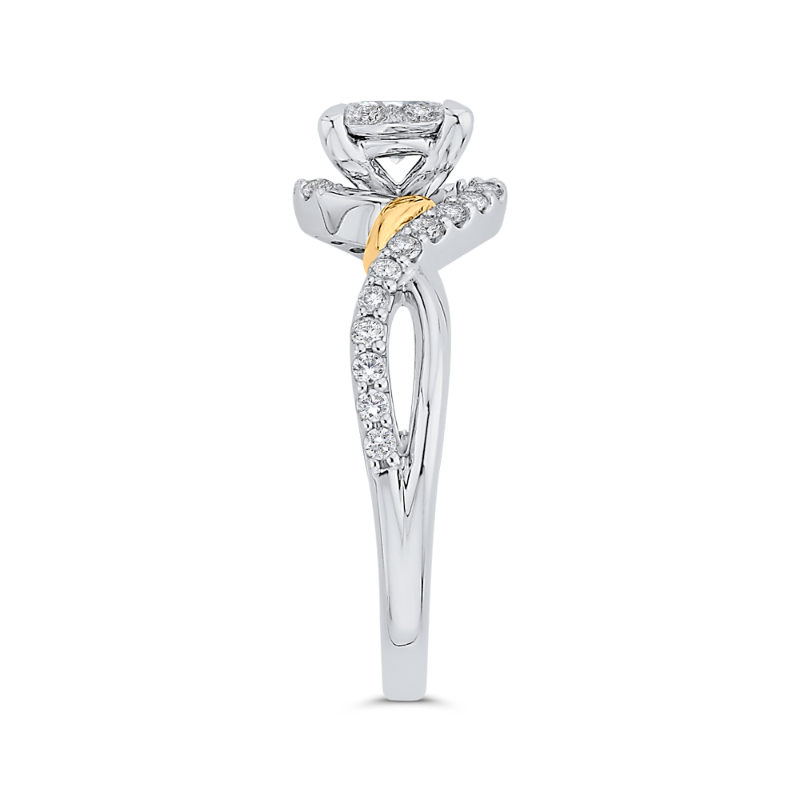 Round Diamond Promise Engagement Ring in 14K Two Tone Gold