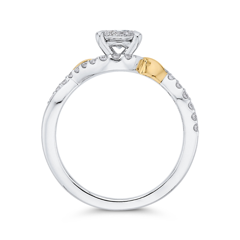 Round Diamond Promise Engagement Ring in 14K Two Tone Gold