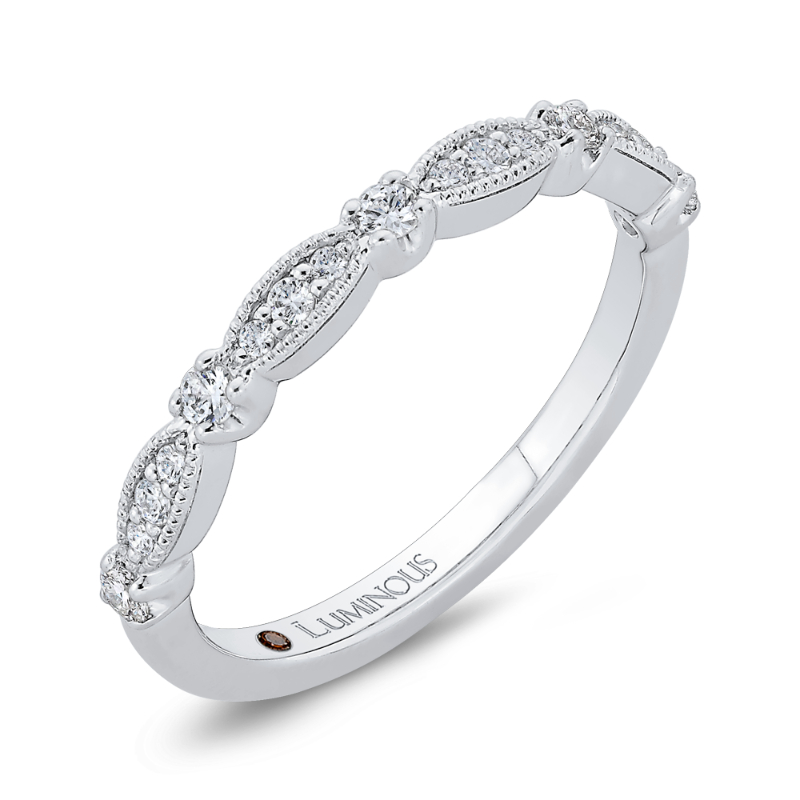 Round Diamond Half-Eternity Wedding Band in 14K White Gold