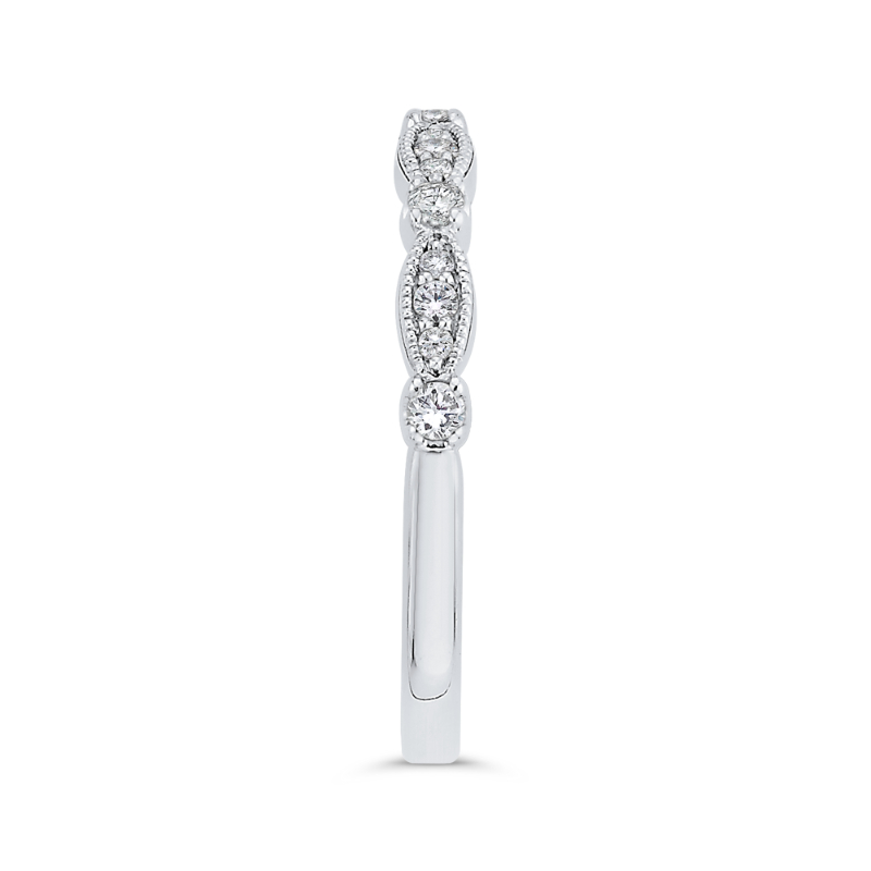 Round Diamond Half-Eternity Wedding Band in 14K White Gold