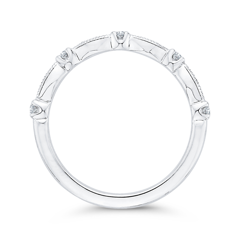 Round Diamond Half-Eternity Wedding Band in 14K White Gold