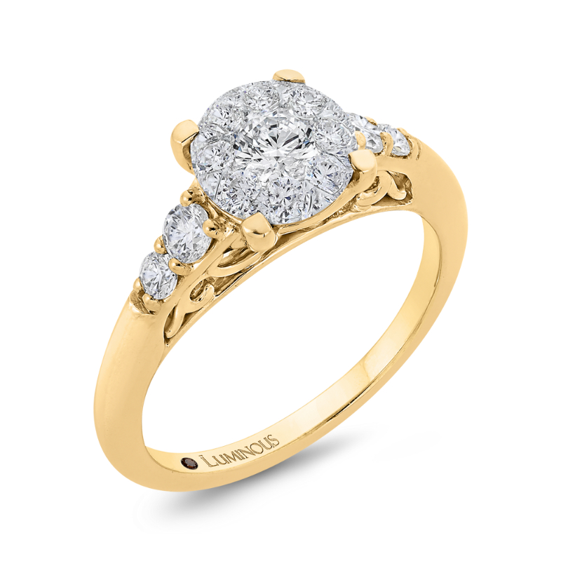 Round Diamond Engagement Ring in 14K Two Tone Gold