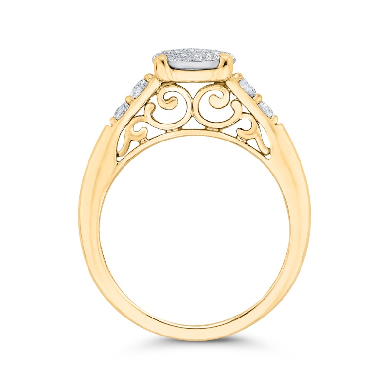 Round Diamond Engagement Ring in 14K Two Tone Gold