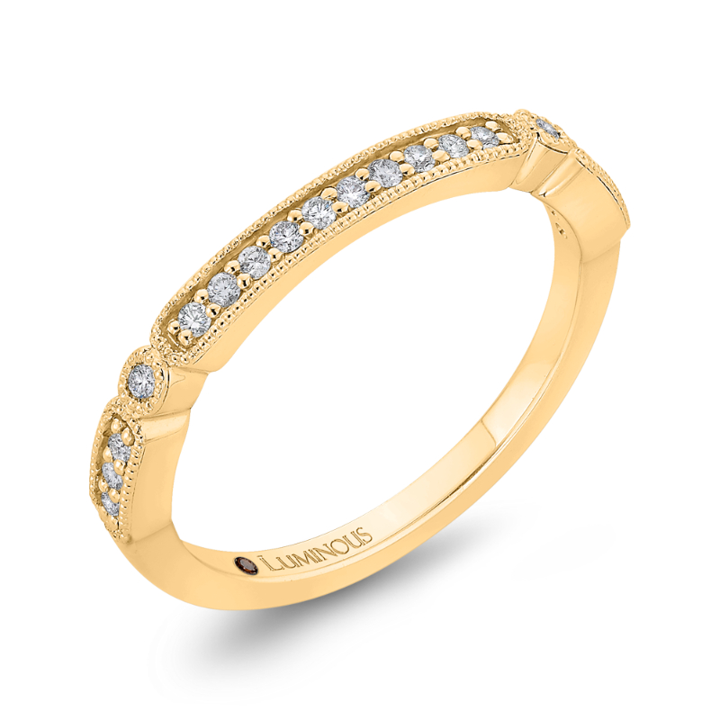 Round Diamond Half-Eternity Wedding Band in 14K Yellow Gold