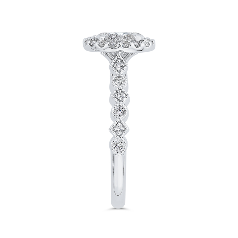 Diamond Halo Engagement Ring in 14K White Gold