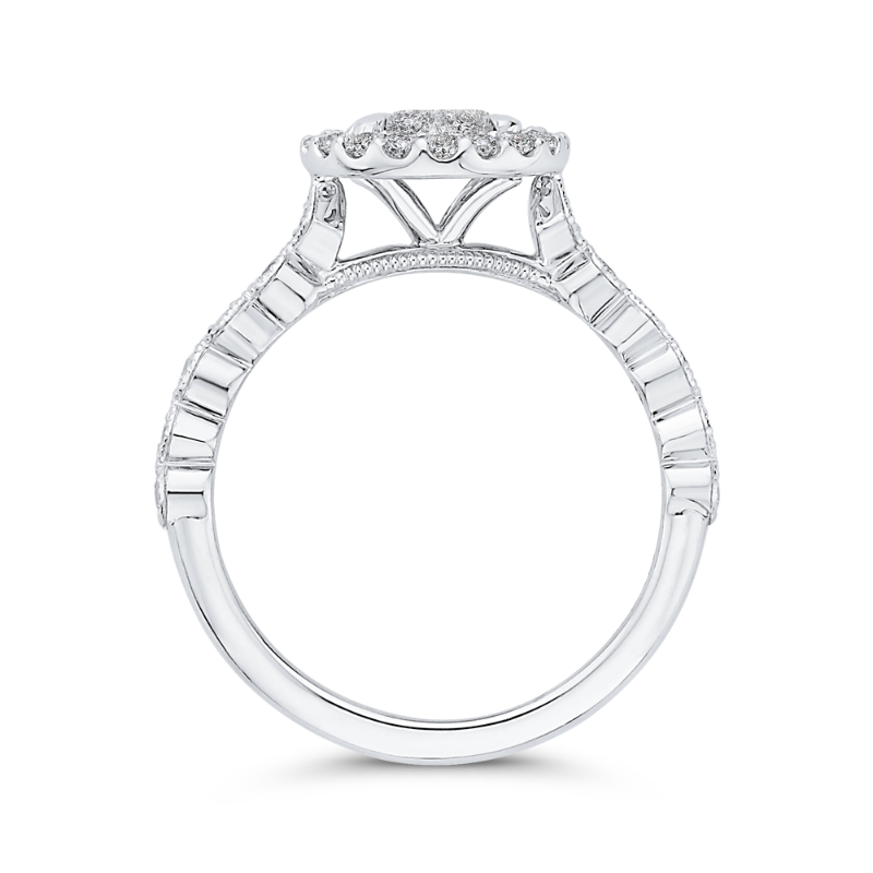 Diamond Halo Engagement Ring in 14K White Gold