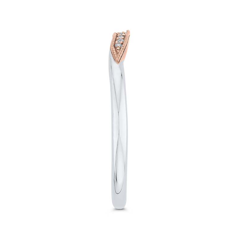 Round Diamond Wedding Band in 14K Two Tone Gold