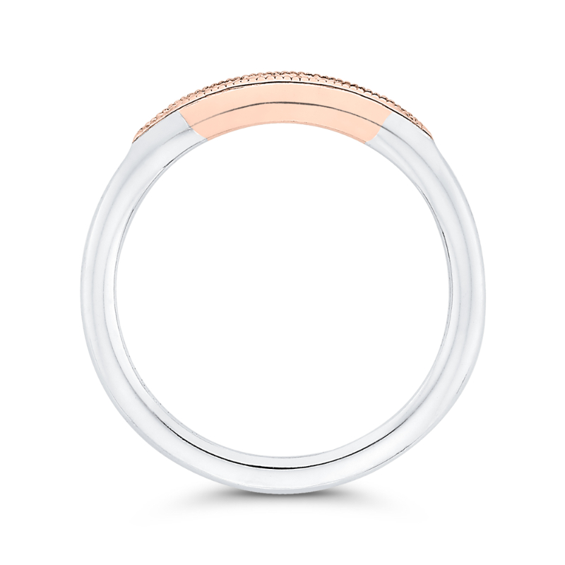 Round Diamond Wedding Band in 14K Two Tone Gold