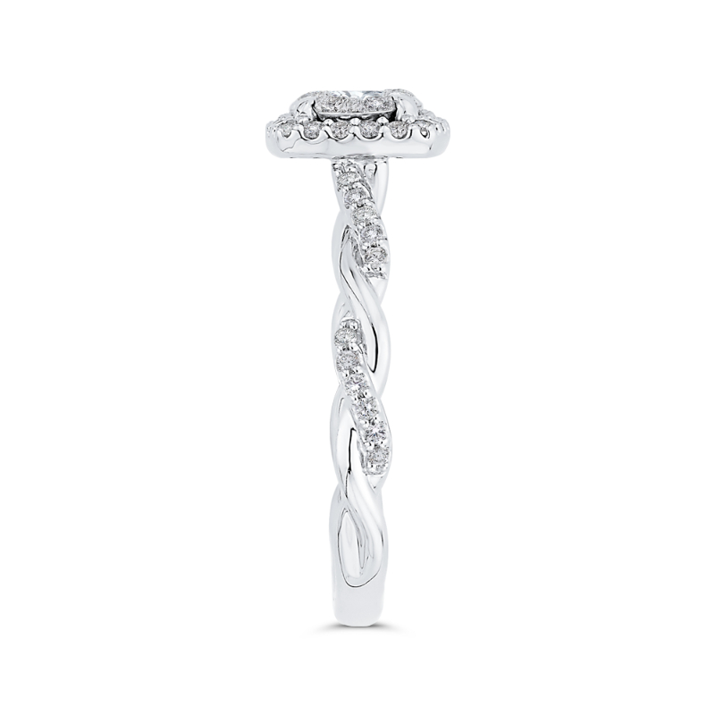 Round Diamond Halo Engagement Ring in 14K White Gold
