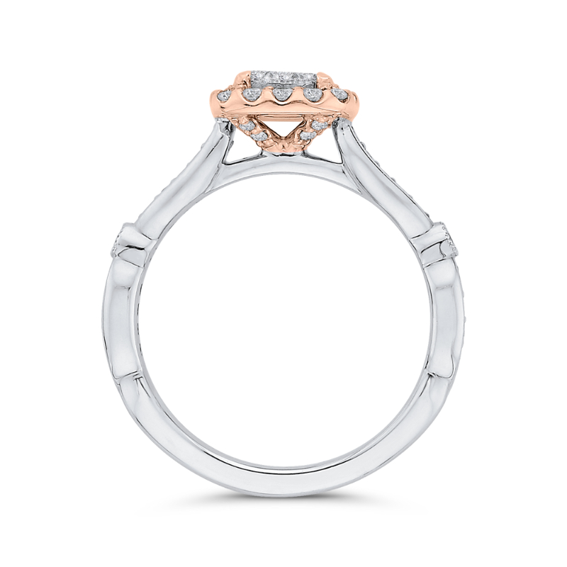 Diamond Halo Engagement Ring in 14K Two Tone Gold