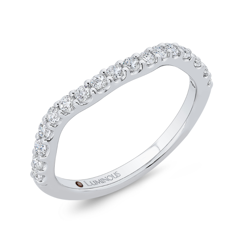 Round Diamond Contour Half-Eternity Wedding Band in 14K White Gold
