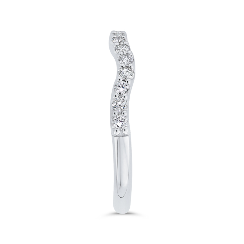Round Diamond Contour Half-Eternity Wedding Band in 14K White Gold