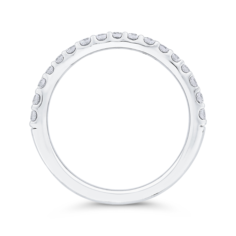 Round Diamond Contour Half-Eternity Wedding Band in 14K White Gold