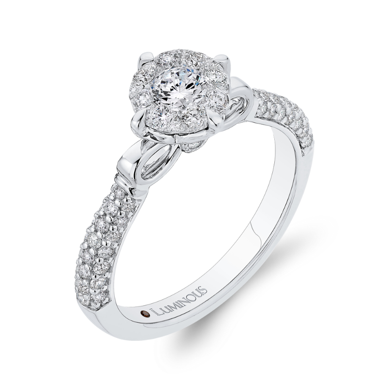 Round Diamond Engagement Ring in 14K White Gold