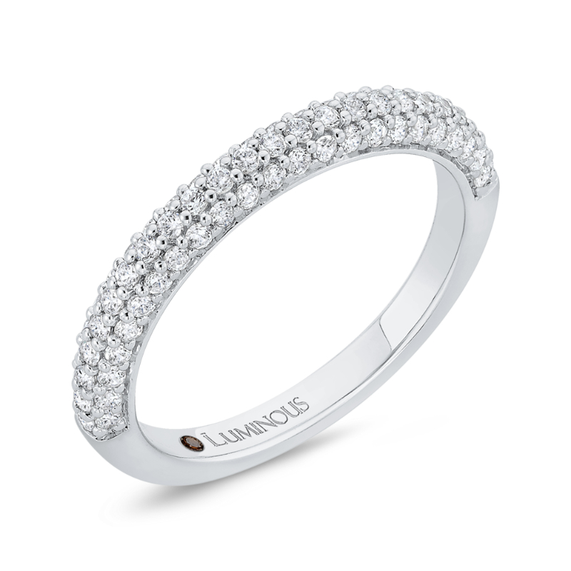 Round Diamond Half-Eternity Wedding Band in 14K White Gold