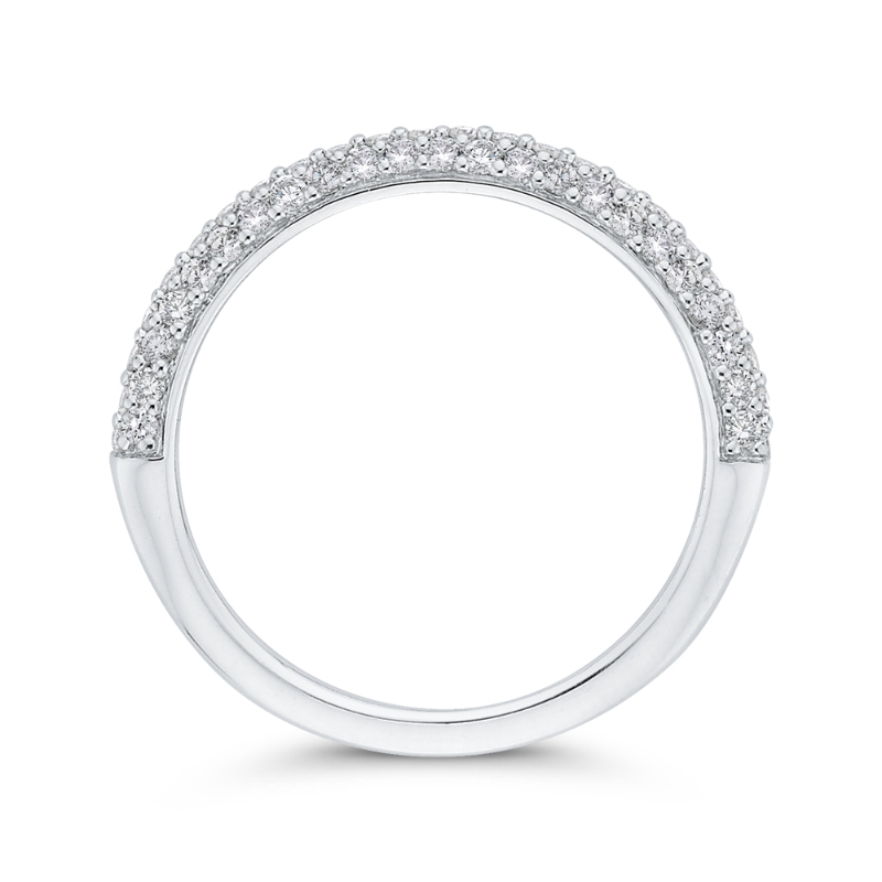 Round Diamond Half-Eternity Wedding Band in 14K White Gold