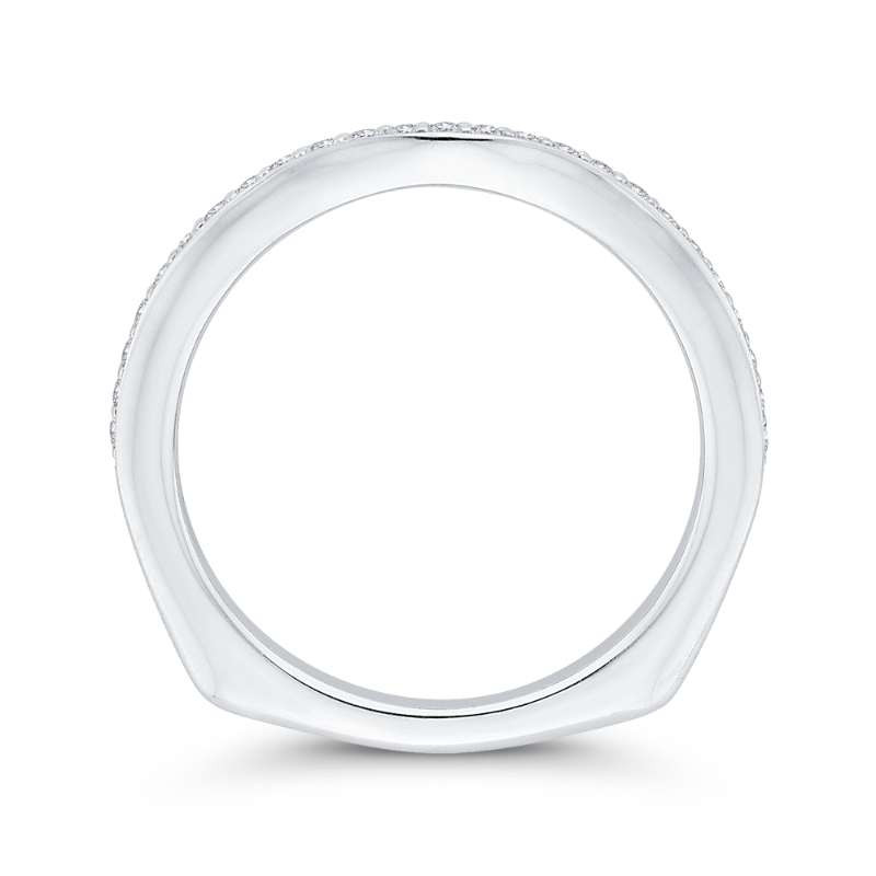 Euro Shank Round Diamond Half-Eternity Wedding Band in 14K White Gold