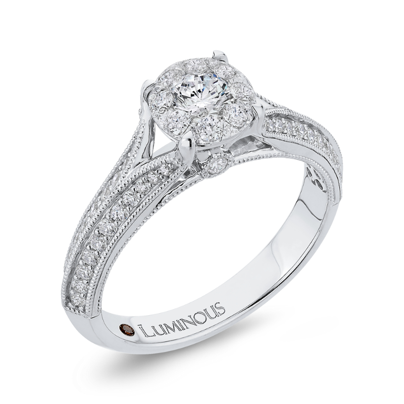 Split Shank Diamond Engagement Ring in 14K White Gold