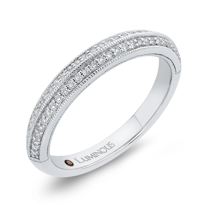 Round Diamond Half-Eternity Wedding Band in 14K White Gold