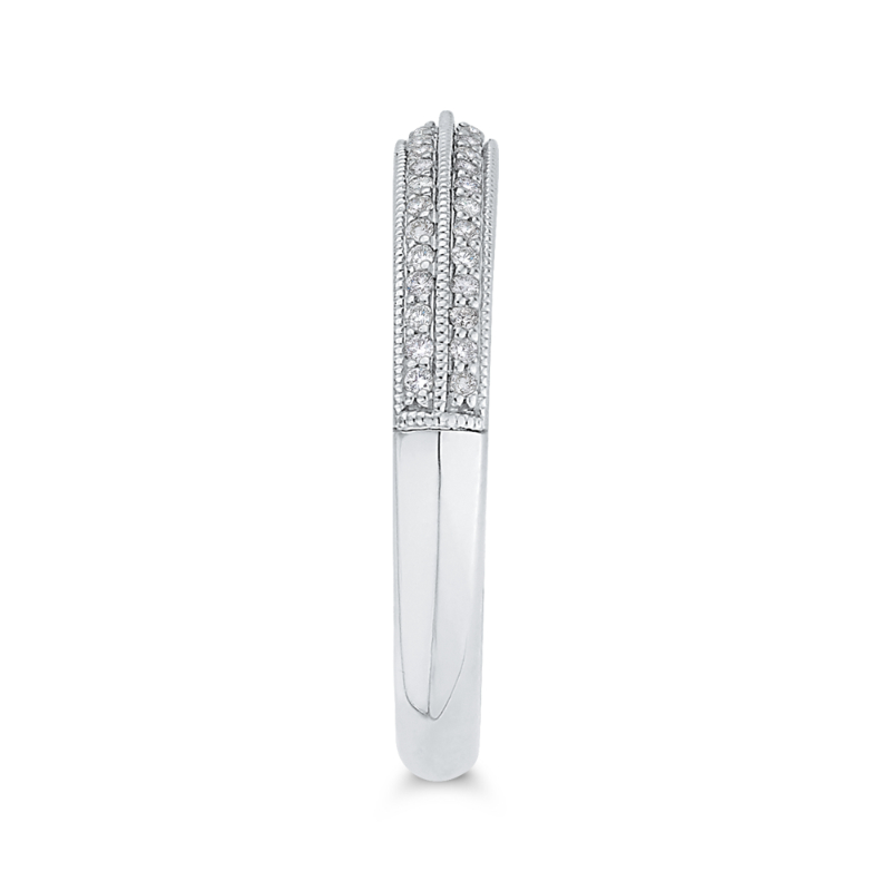 Round Diamond Half-Eternity Wedding Band in 14K White Gold