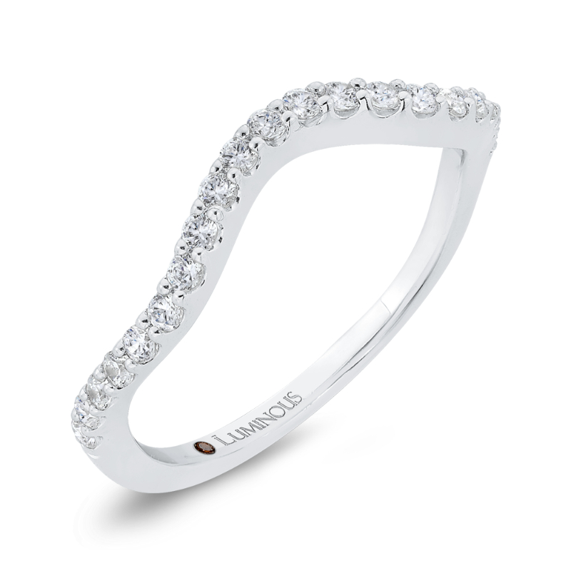 Round Diamond Contour Half-Eternity Wedding Band in 14K White Gold