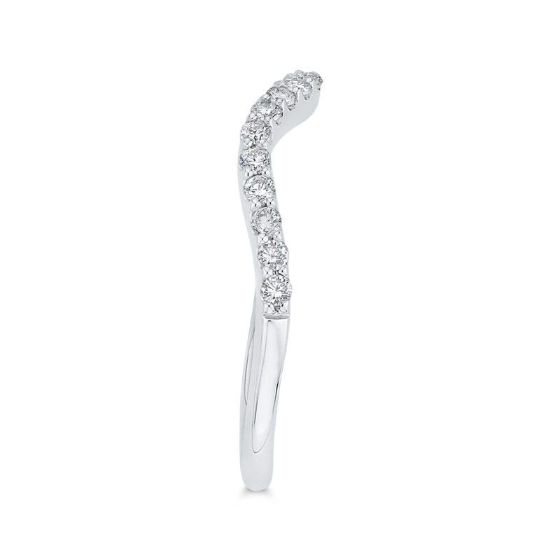 Round Diamond Contour Half-Eternity Wedding Band in 14K White Gold