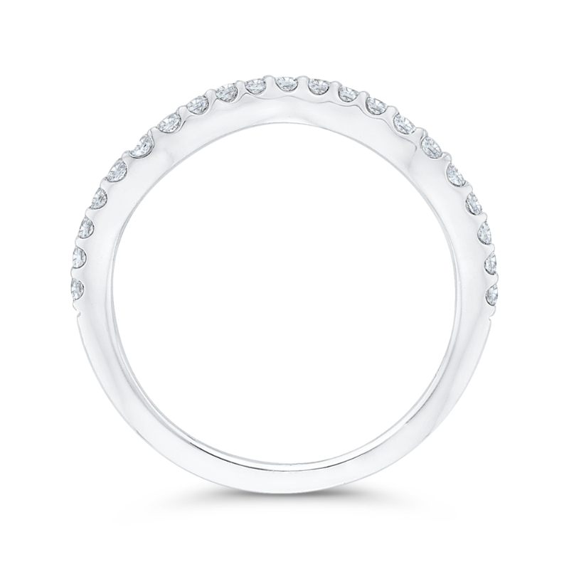 Round Diamond Contour Half-Eternity Wedding Band in 14K White Gold