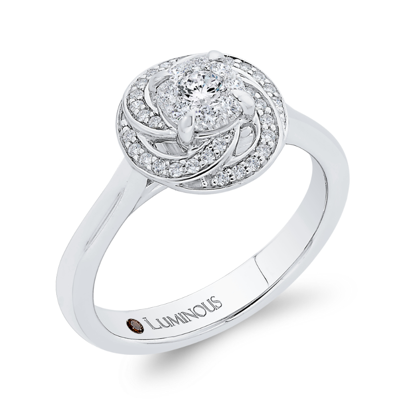 Round Diamond Swirl Fashion Ring in 14K White Gold
