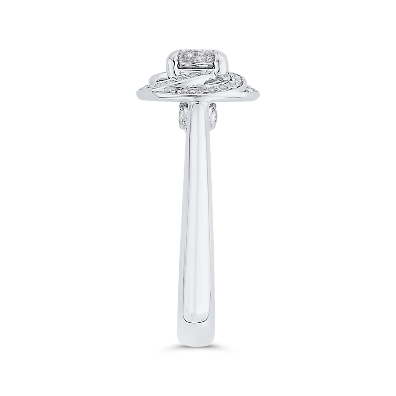 Round Diamond Swirl Fashion Ring in 14K White Gold