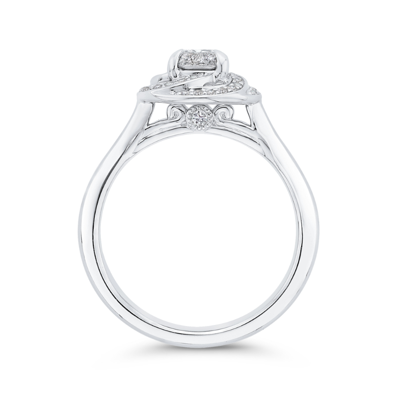 Round Diamond Swirl Fashion Ring in 14K White Gold