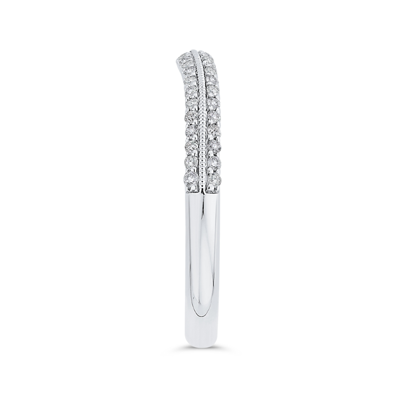 Round Diamond Half-Eternity Wedding Band in 14K Two Tone Gold