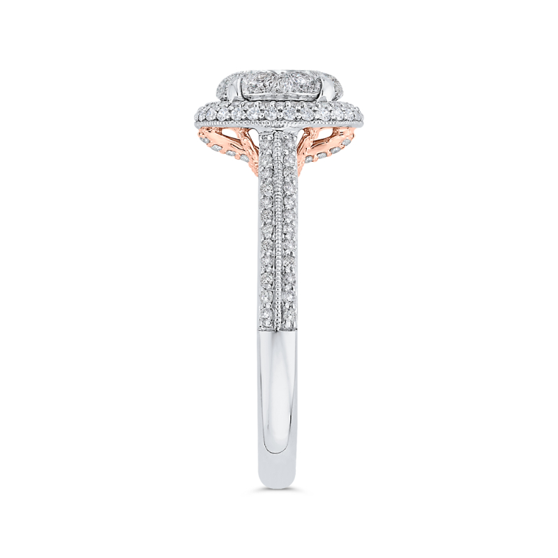 Round Diamond Halo Engagement Ring in 14K Two Tone Gold