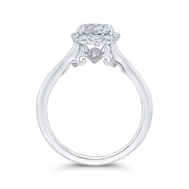 Diamond Halo Engagement Ring in 14K White Gold