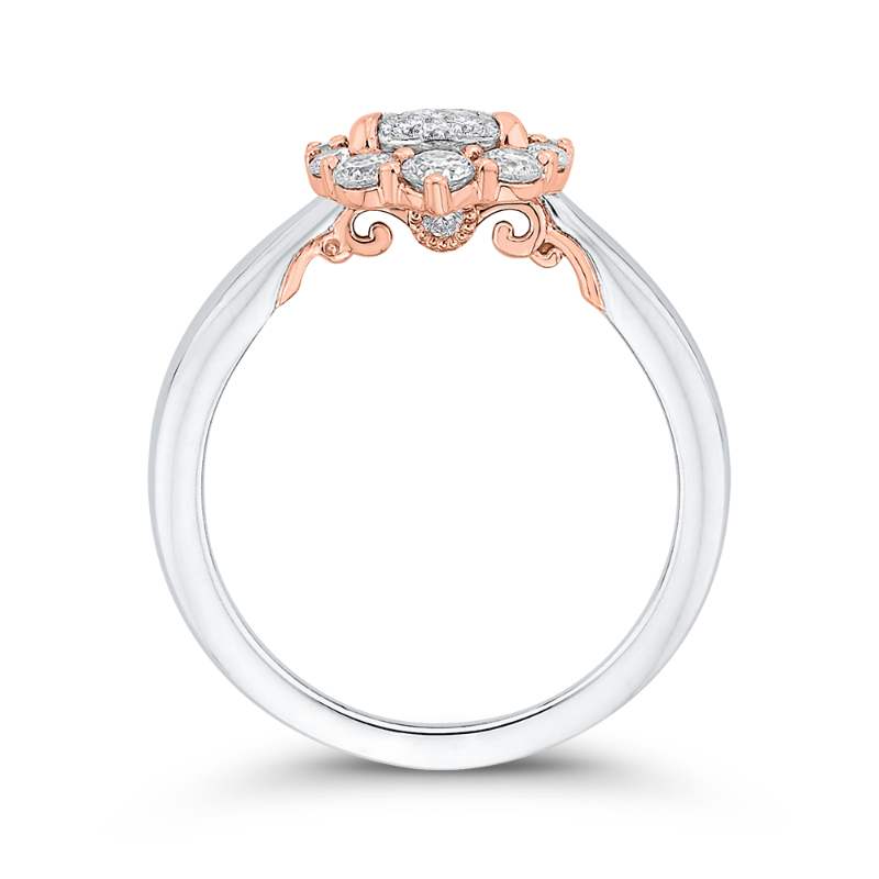 Round Diamond Halo Engagement Ring in 14K Two Tone Gold