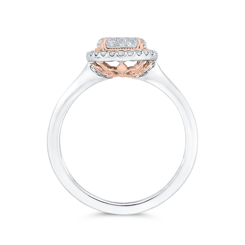 Diamond Halo Engagement Ring in 14K Two Tone Gold