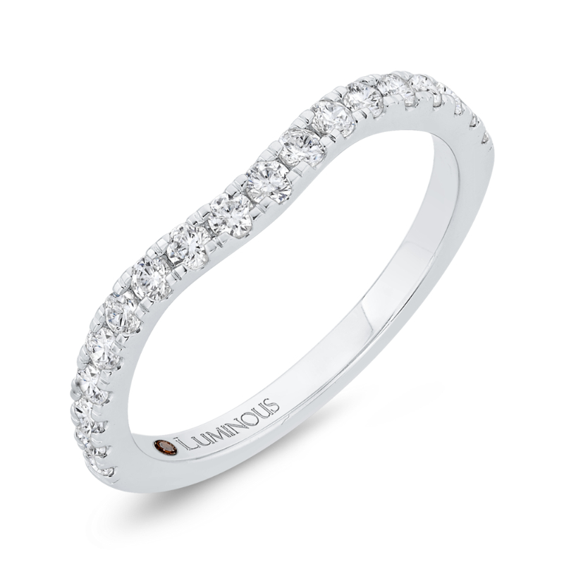 Round Diamond Half-Eternity Contour Wedding Band in 14K White Gold